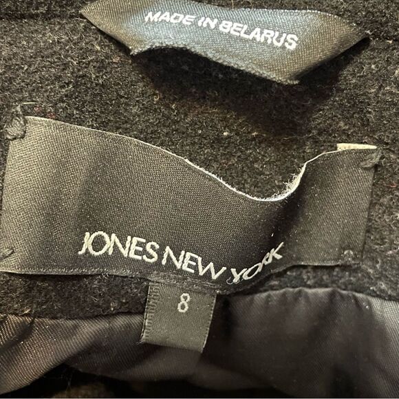 Jones New York Black Wool Cashmere Double Breasted Winter Pea Coat, size 8 - Picture 6 of 8